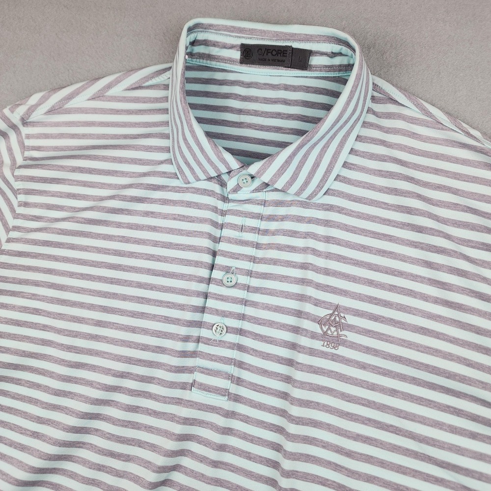 G/FORE Golf Polo Shirt Mens L Blue Striped Short Sleeve Performance Athletic - Picture 2 of 8